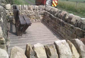 Dry stone walling for viewing platform